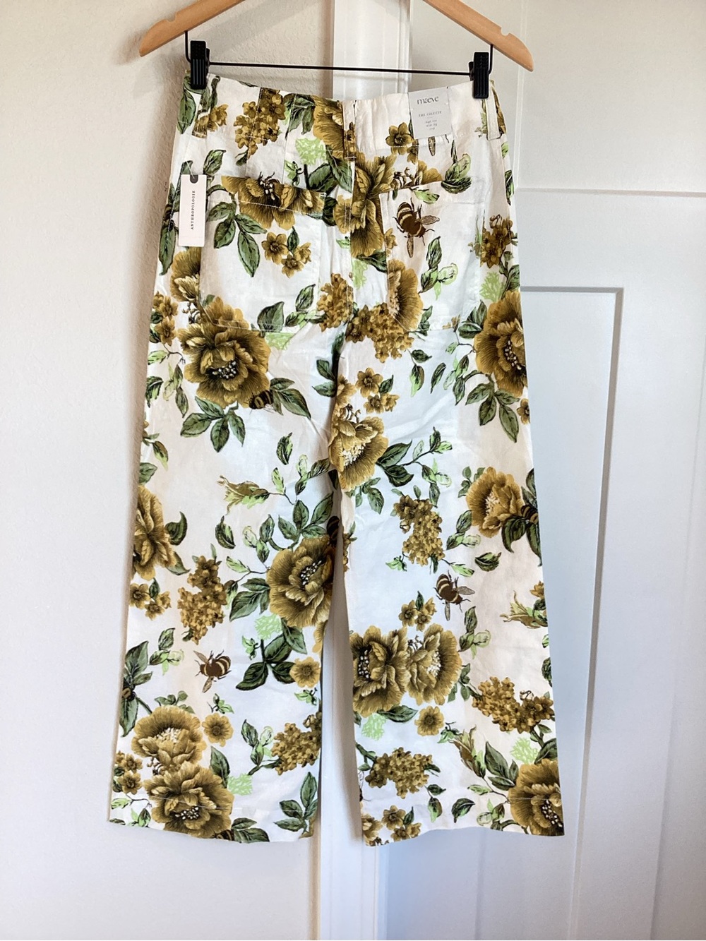 Anthropologie Colette Pants Maeve Linen Blend High Rise Cropped Wide Leg New 27 - Picture 10 of 15